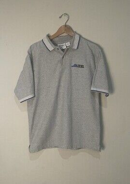 Vintage Alltel Polo Shirt Mens Large Gray Corporate Logo Workwear 90s Diport USA